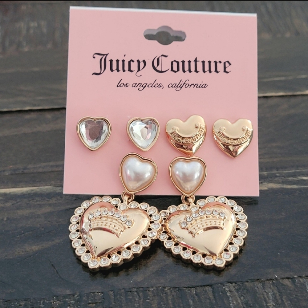 NEW Juicy Couture Earrings Heart Crown - Picture 2 of 5